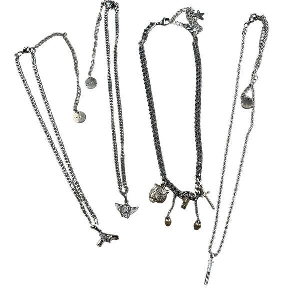 Dalmata - Necklace Bundle, Pistol, Baby Angel, Mixed Charms and Bolt in Silver - Picture 2 of 4